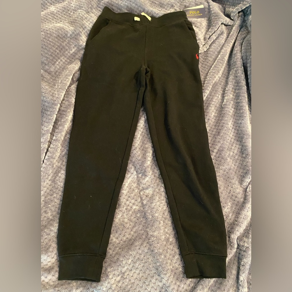 NWT Boys Ralph Lauren Polo black with red polo pony SzM 10-12 sweat pants